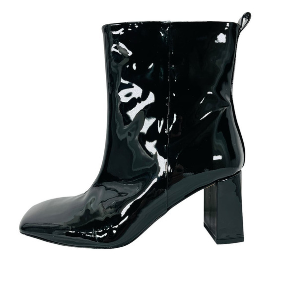 Good American NEW Square Toe Patent Leather Block Heel Boots 8 - Picture 1 of 10
